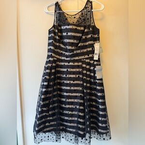 Eliza J illusion dot Charmeuse fit and flare party dress